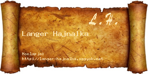 Langer Hajnalka névjegykártya